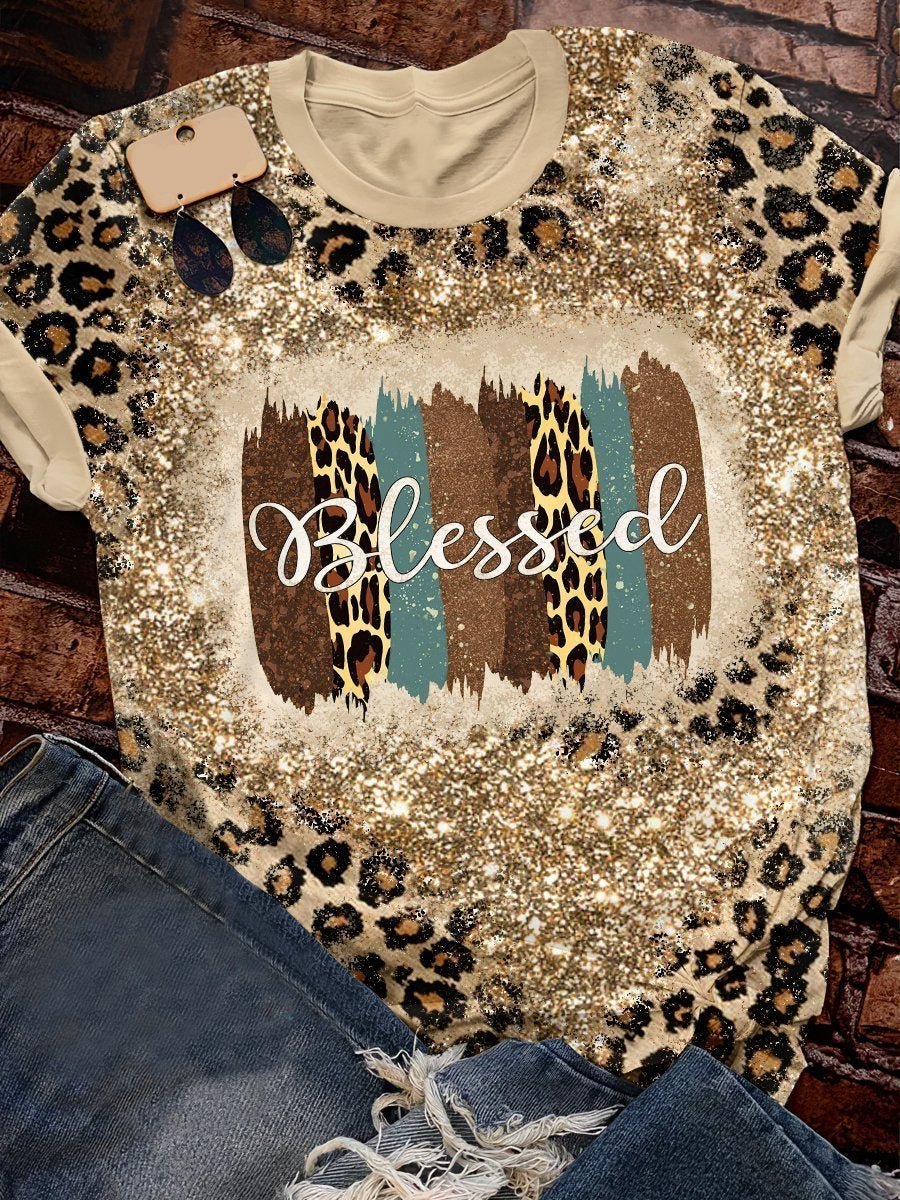 Blessed Leopard Print Short Sleeve T-Shirt