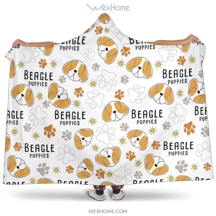 Cute Beagle Dog Pattern Background Hooded Blanket