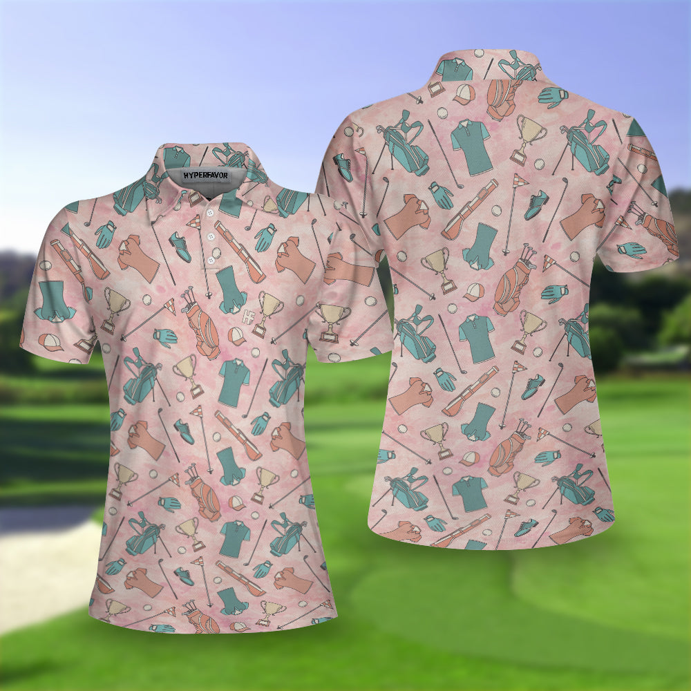 Pink And Elegant Seamless Pattern Golf Short Sleeve Women Polo Shirt Coolspod