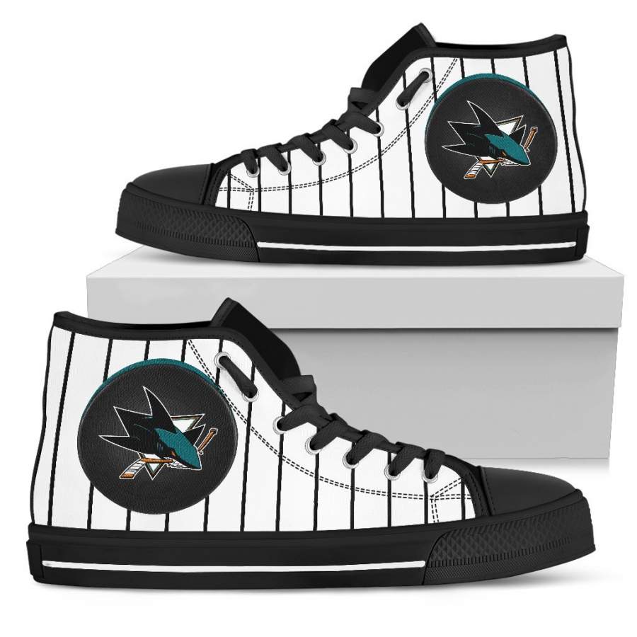 Straight Line With Deep Circle San Jose Sharks High Top Shoes