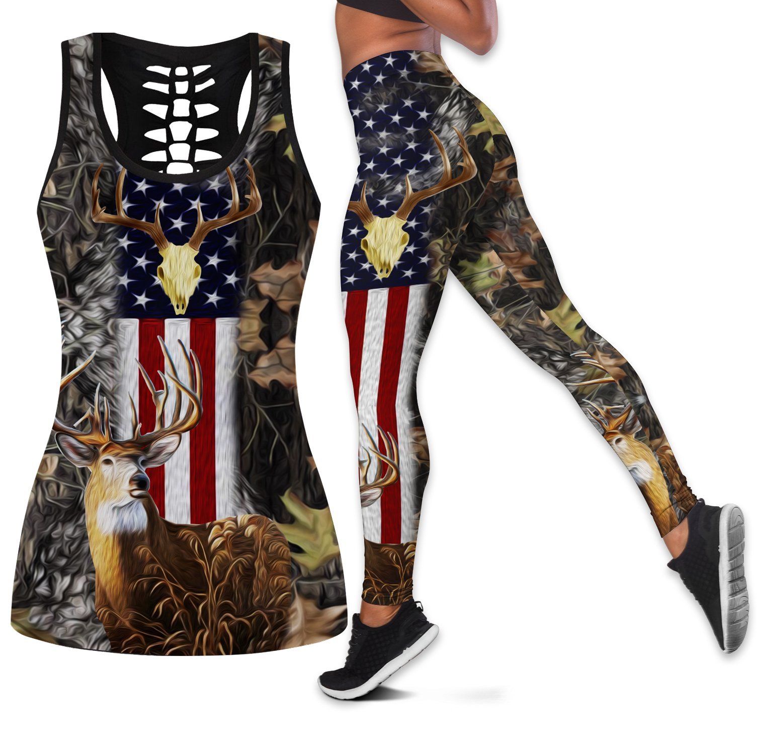 Usa Proud Whitetail Hunter Legging And Tank Top All Over Print