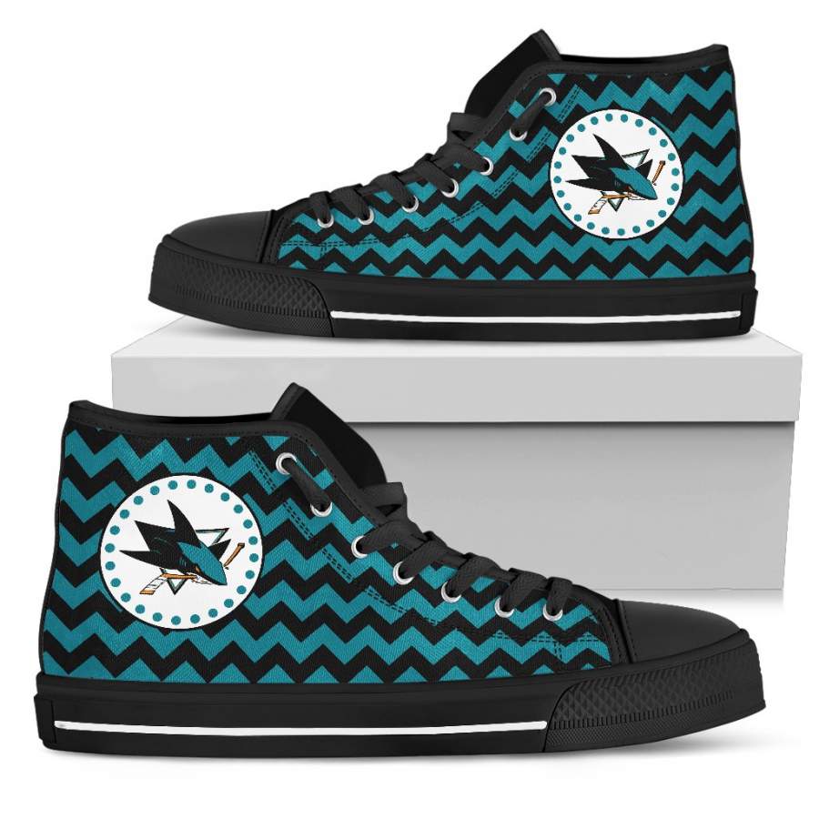 Chevron Broncos San Jose Sharks High Top Shoes