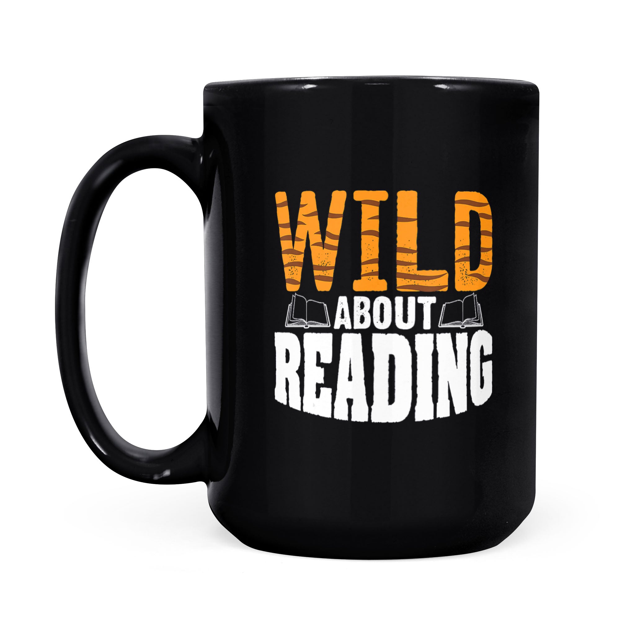 Wild About Reading Funny Animal Lover Book Worm Nerd  – Black Mug