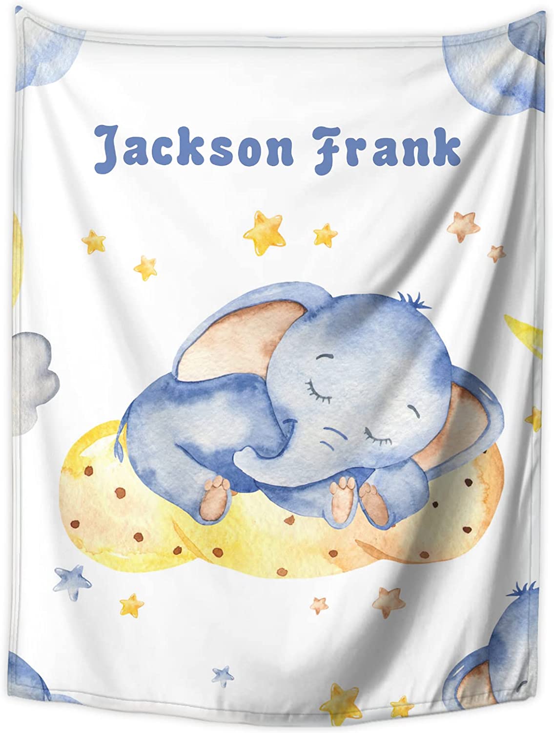 Personalized Baby Blankets Gifts, Custom Baby Boys Girls Elephant Blankets