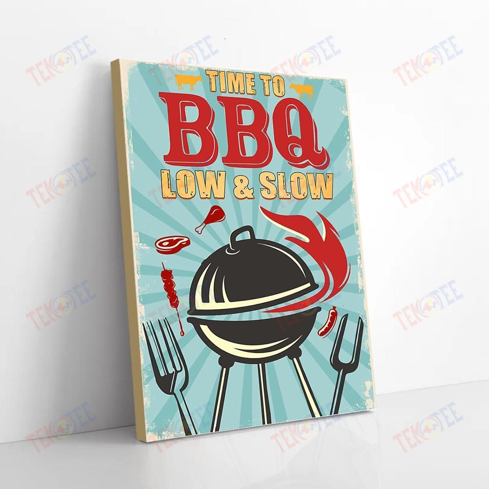 Best Canvas Prints Time To Bbq Low And Slow Vintage Wall Art Canvas Elegant Canvas Home Decoration