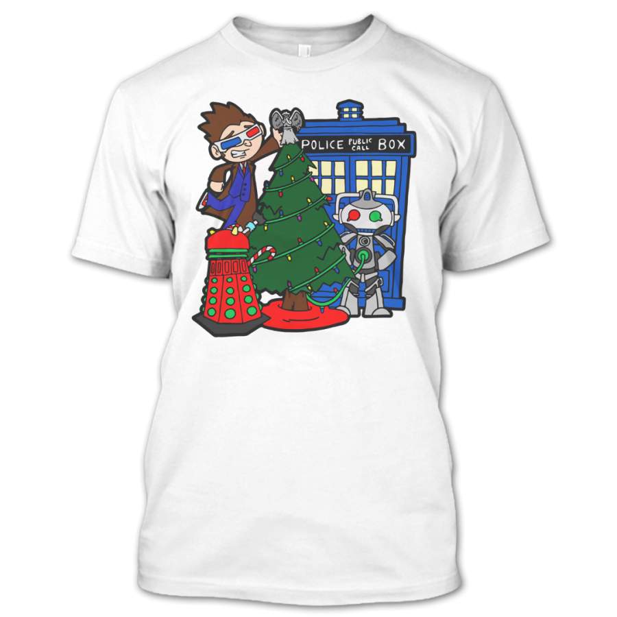 Ugly Christmas Sweater T-Shirt, Doctor Who T Shirt, Police Public Call Box T Shirt