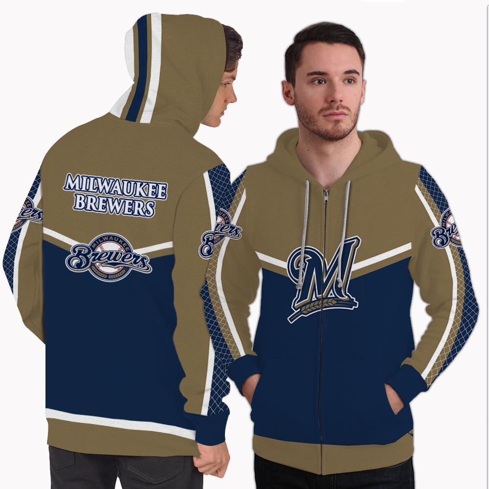 Strong Gorgeous Fitting Milwaukee Brewers Zip Hoodie