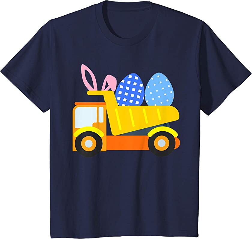 Kids Easter Egg Construction Truck Bunny Toddler Baby Little Boys T-Shirt