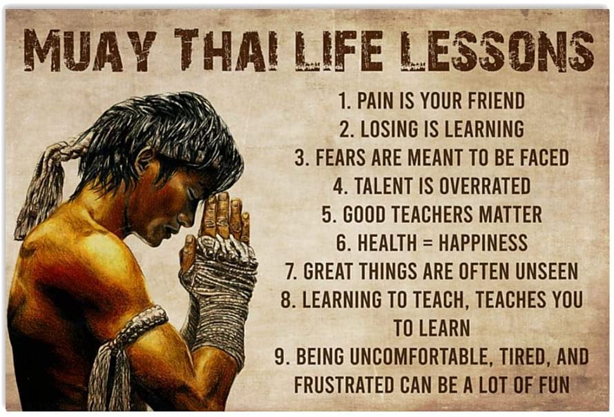 Vintage Man Muay Thai Life Lessons Poster Art Print      Home Decor Gift For Men Women Family Friend On Birthday Xmas