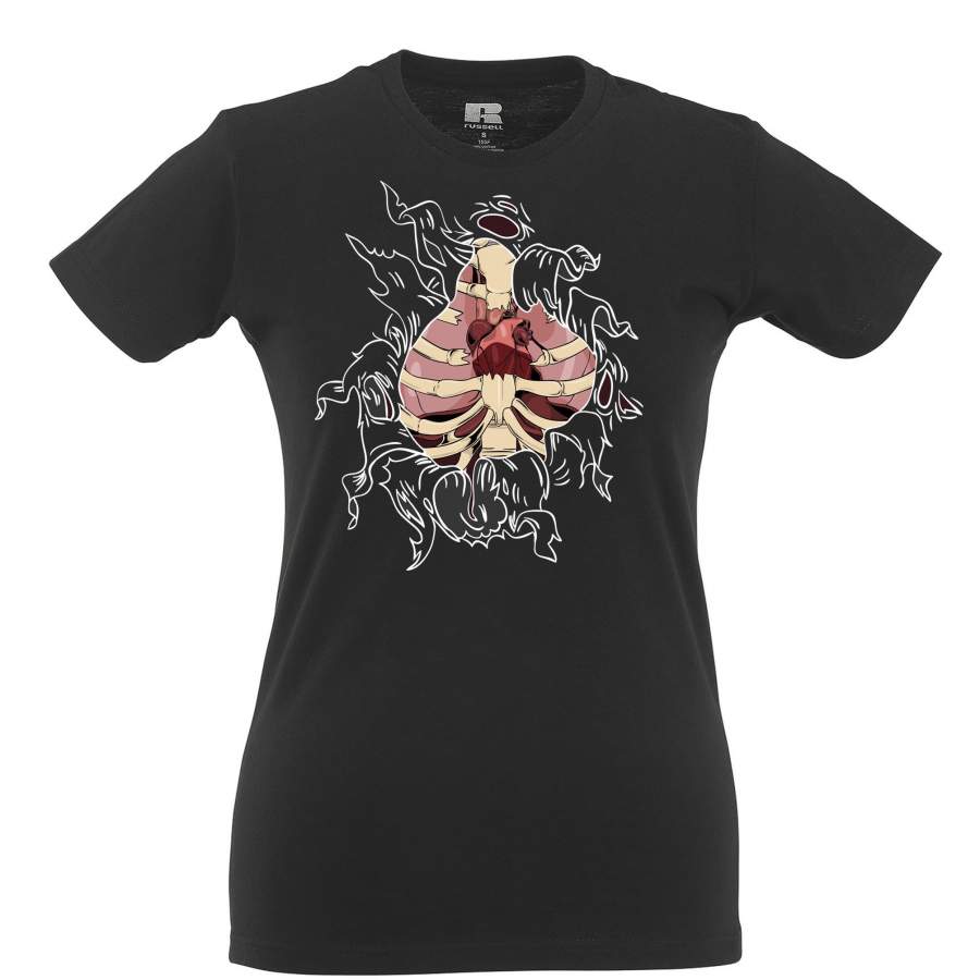 Halloween Womens TShirt Exposed Organs Ripped Open Chest TShirt Store