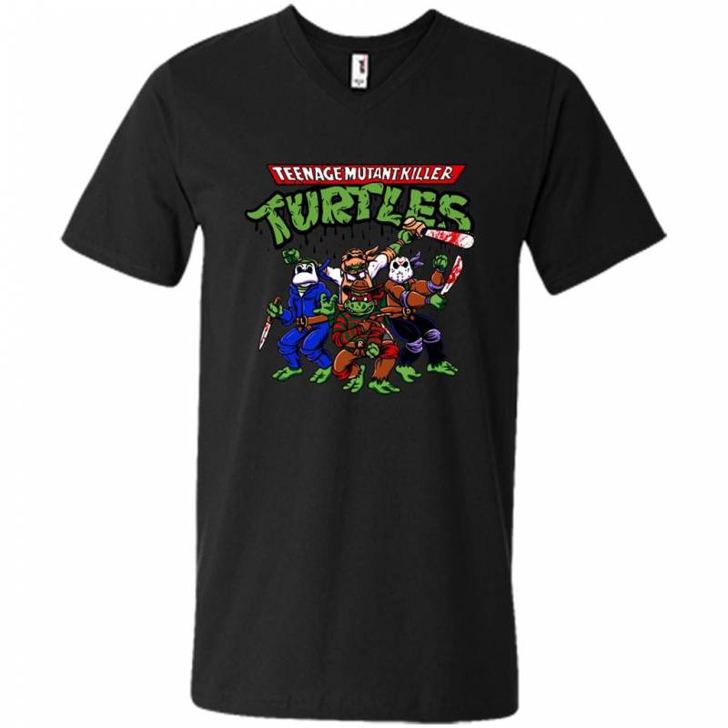 Michael Myers, Jason Voorhees, Freddy Krueger, Leatherface Tenenage Mutant Killer Turtles – Men’s V-neck