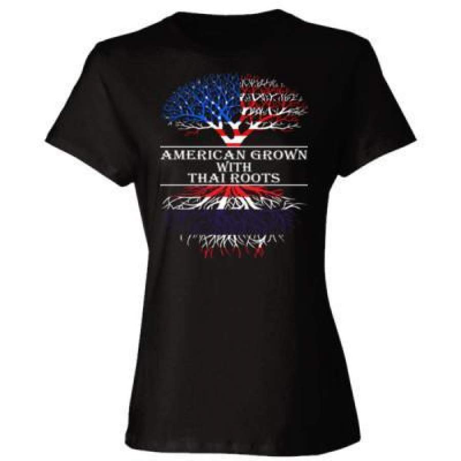 AGR American Grown With Thai Roots – Ladies’ Cotton T-Shirt