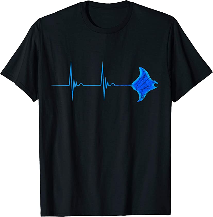 Stingray Manta Ray Heartbeat EKG Pulseline Sea Life Animals T-Shirt