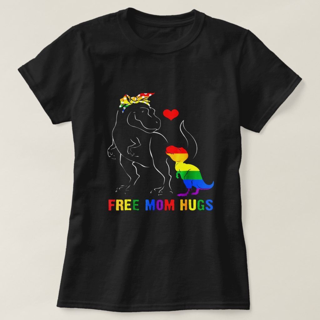 Free Mom Hugs Dino T Rex Dinosaur Mama Shirt Adult S Black Shirt