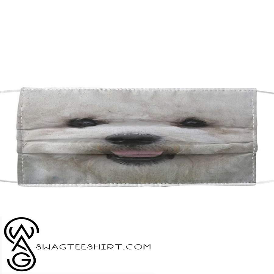 Puppy dog mouth all over printed face mask