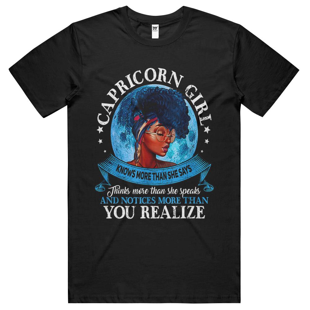 Capricorn Girls Black Queen Best January Birthday Party T Shirts