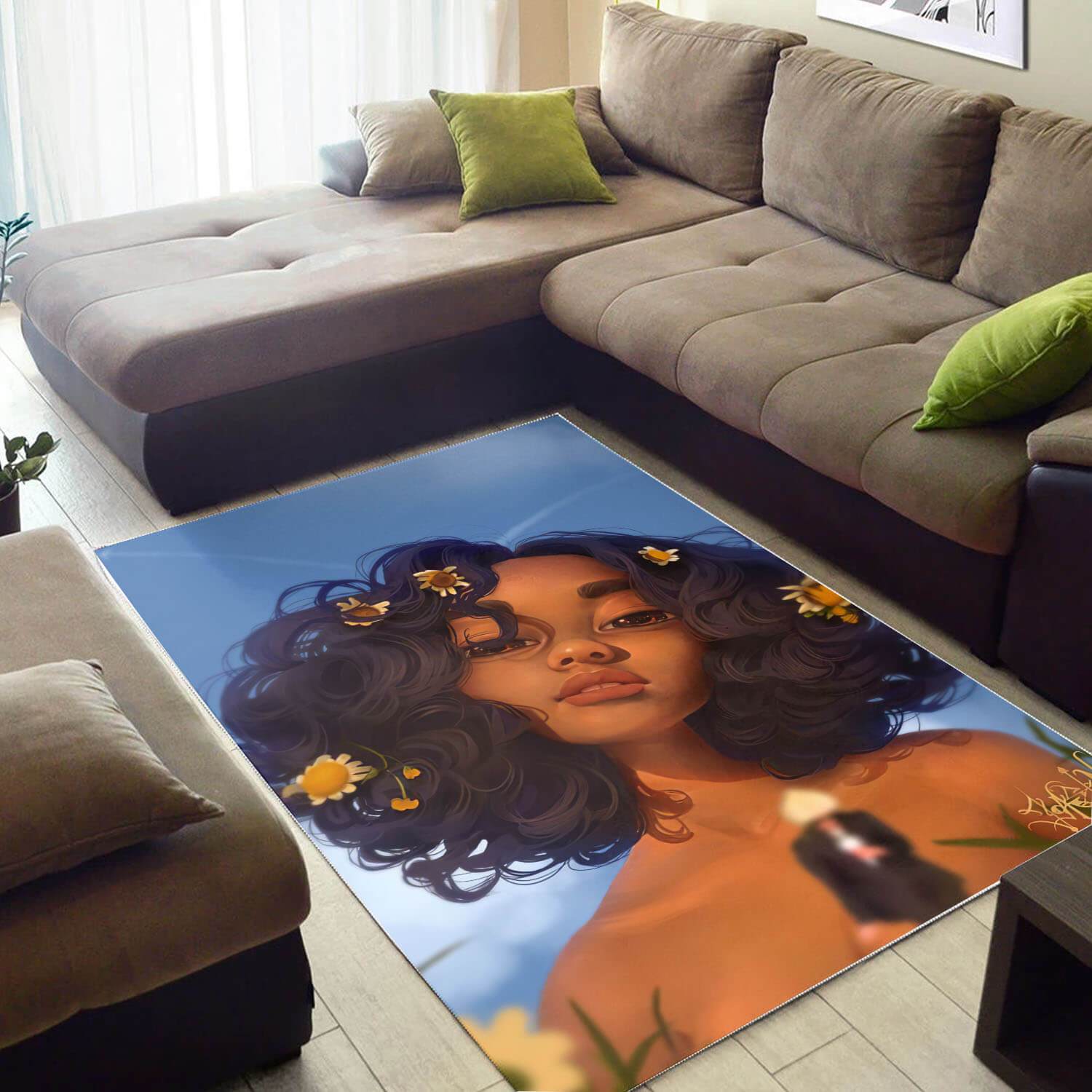 African American Area Rugs Pretty Black Woman African Design Floor Rug Afrocentric Living Room Ideas WBG22267