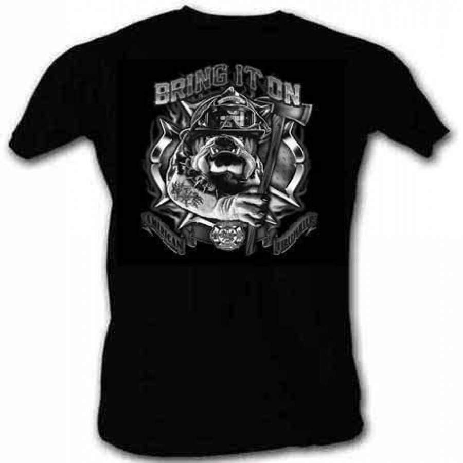 Bulldog Firemen American Firefighter Men’S Fashion T-Shirt S-3Xl