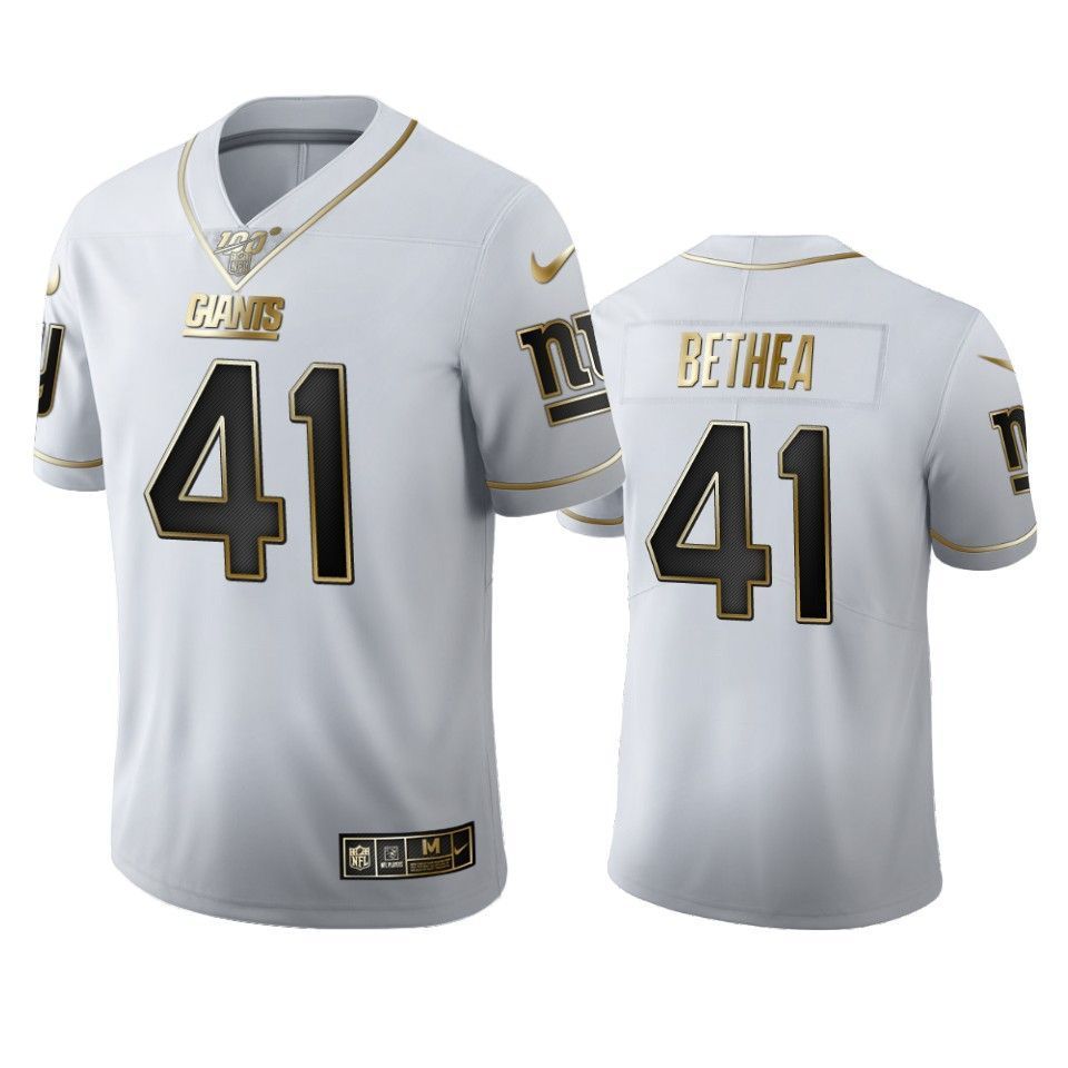 New York Giants Antoine Bethea White 100Th Season Golden Edition Mens Jersey