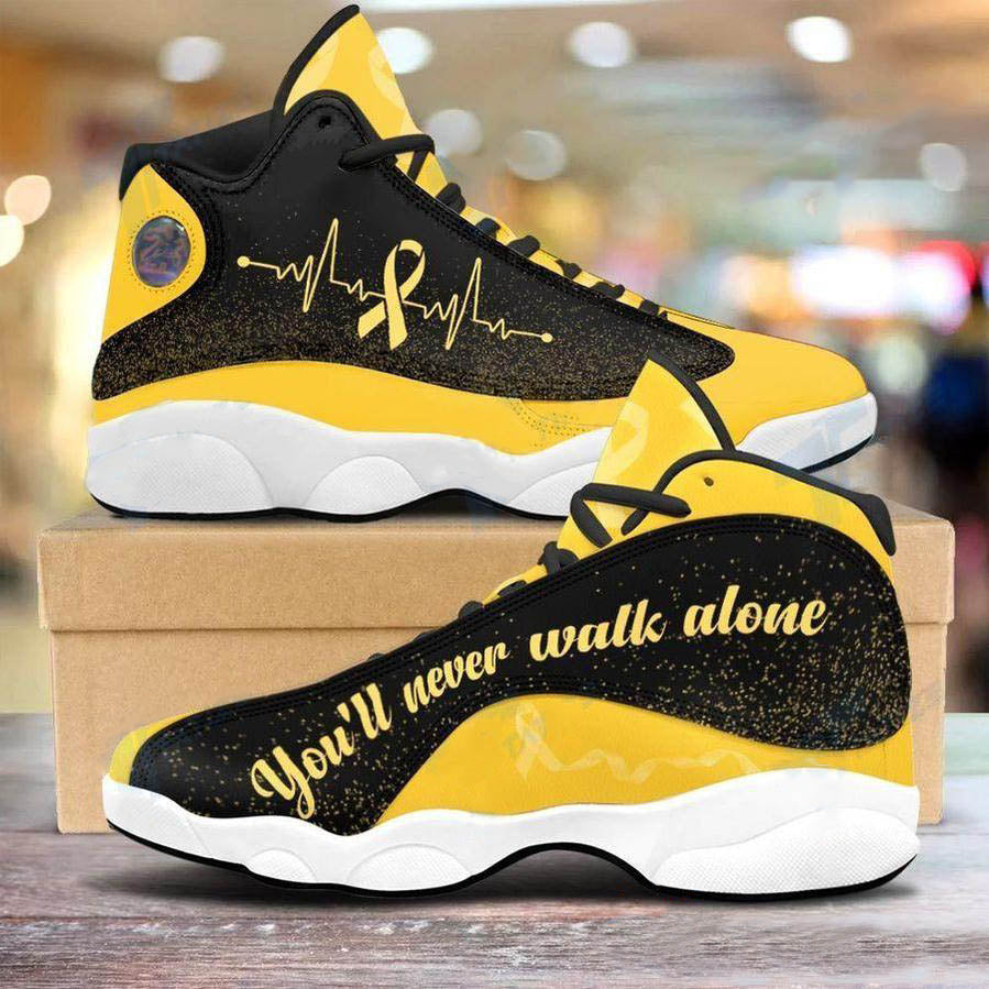 A Yellow Ribbon You Ll Never Walk Alone  Childhood Cancer  Sarcoma Bone Cancer Awareness  Jd 13 Shoes Hg