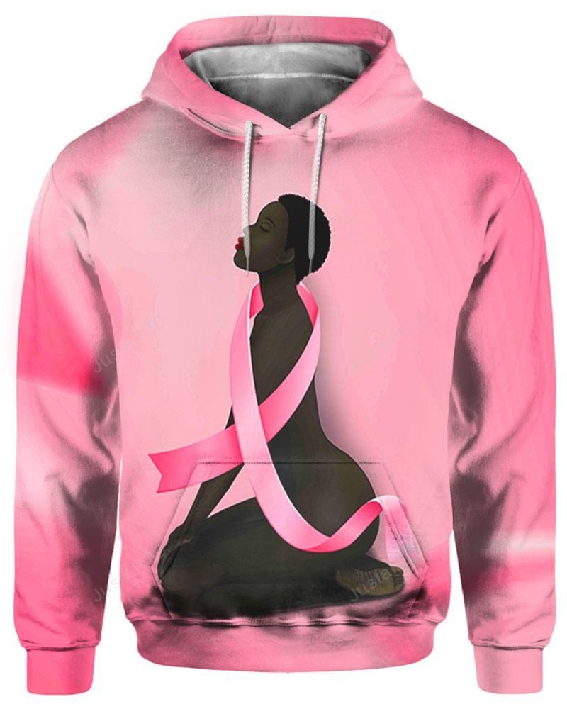 African America Art Black Fighter Breast Cancer Awareness Hoodie 3D #HL