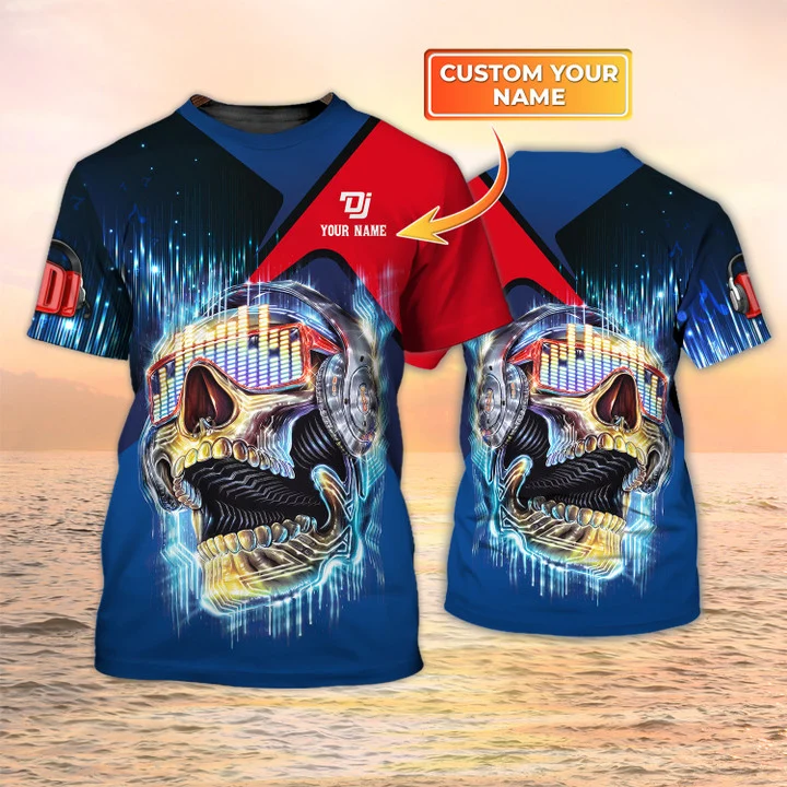 Skull Dj Shirt Custom Dj Tshirt For Men, Edm Music Festival Clothing, Disc Jockey Gift