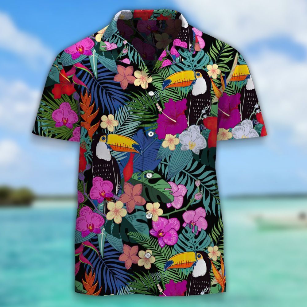 Tropical Parrot Birds And Jungle Flowers Aloha Shirt Hawaiian Aloha Shirt Hawaiian Shorts Beach Short Shirt