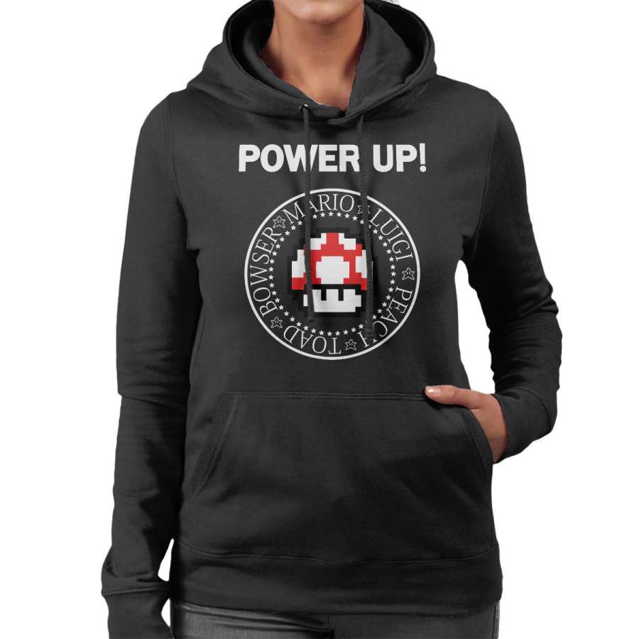 The Ramones Mario Power Up Logo Women’s Hooded Sweatshirt