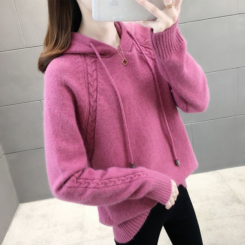 Autumn And Winter New Knitted Sweater Ladies Thread Solid Color Loose Pullover Fashion Hoodie Women’s Sweater Coat Sweater alx