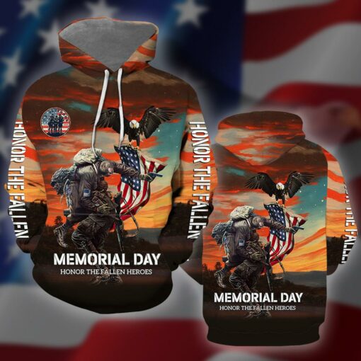 Honor The Fallen Heroes Memorial Day Us Veteran 3D All Over Print Shirts For Men & Women, Happy Veteran Memorial 3D Shirts, Veteran Day