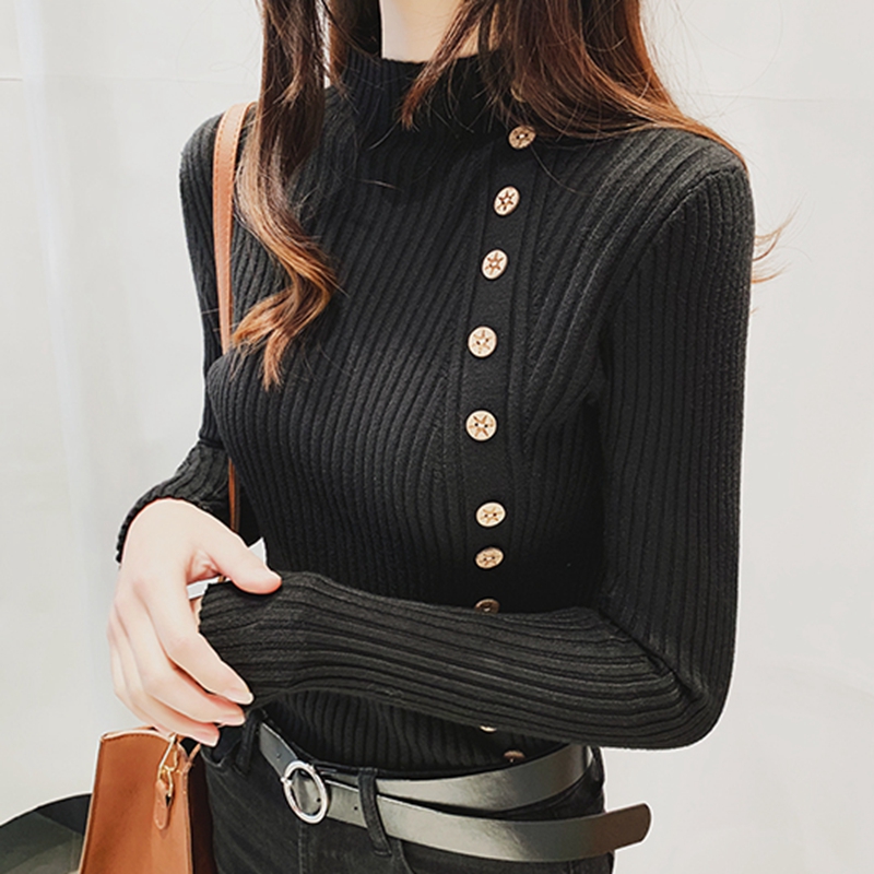 Women Knitted Winter Pullovers 2022 Fashion Long Sleeve White Black Sweaters Turtleneck Korean Clothes Elegant Pink Ladies Tops alx