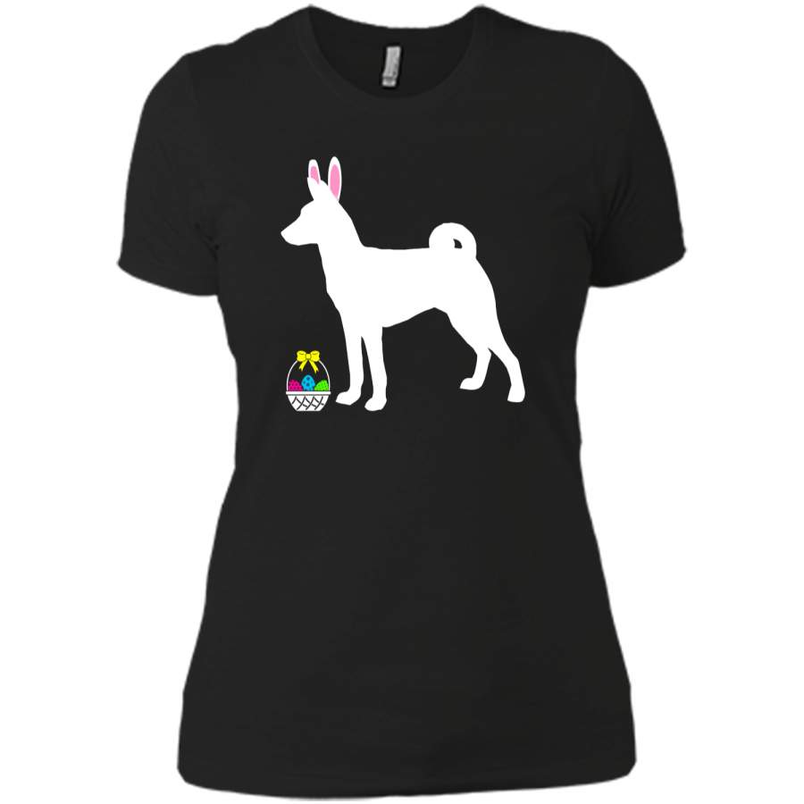 Basenji Easter Bunny Dog Silhouette T-Shirt Next Level Ladies Boyfriend Tee