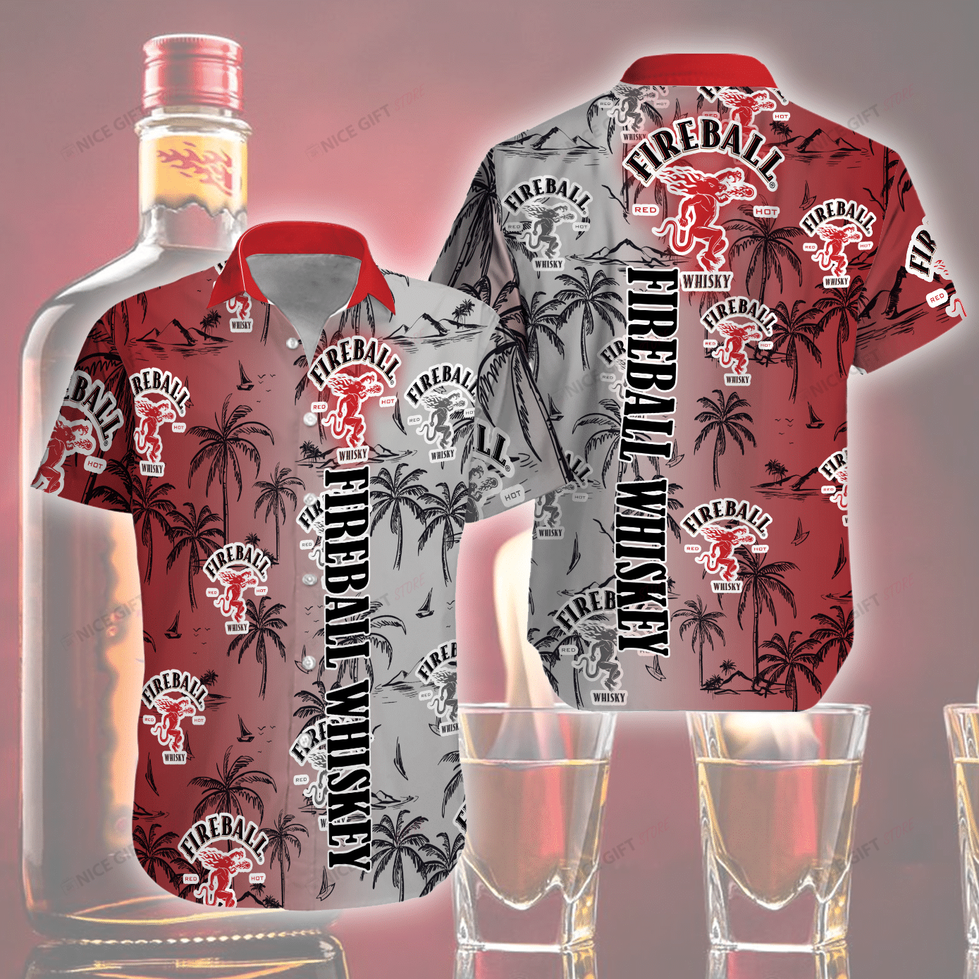 Fireball Cinnamon Whisky Hawaiian Shirt 3Hs-V6T4