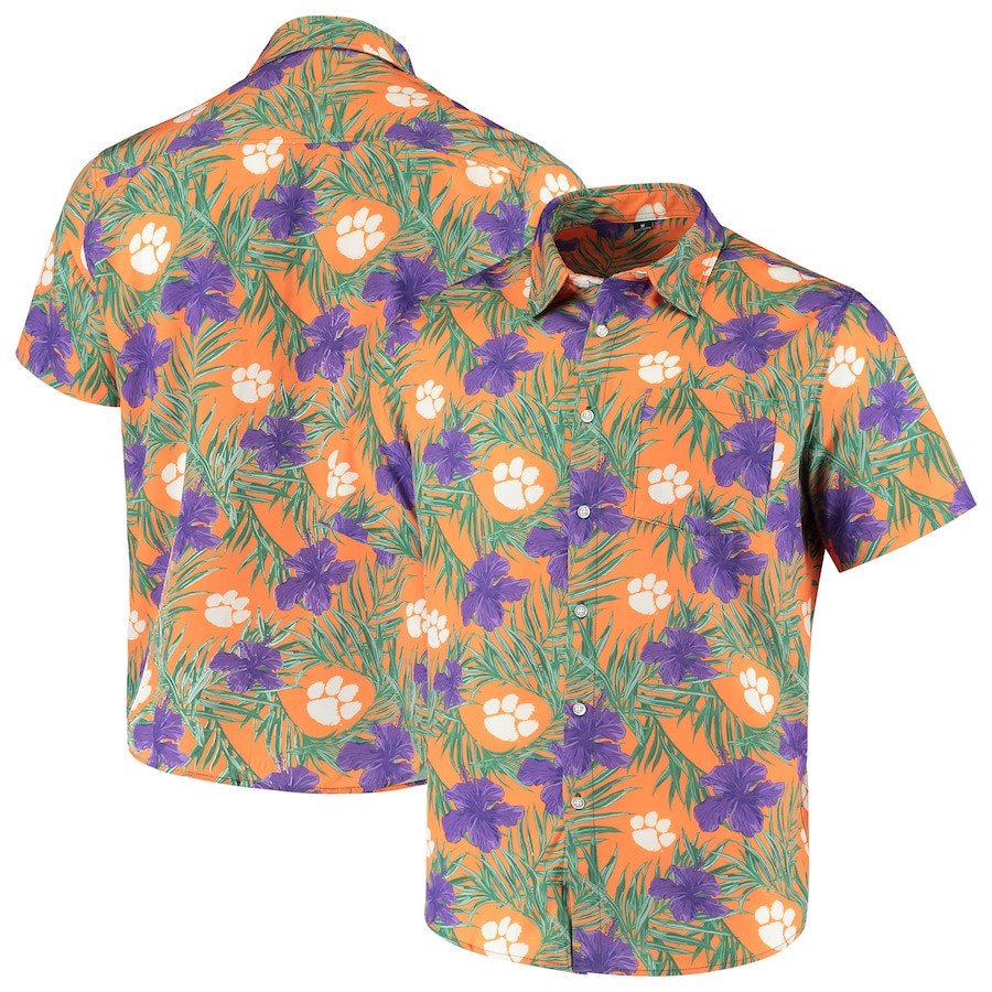 Clemson Tigers Orange Green Floral Hawaii Shirt Ha10579