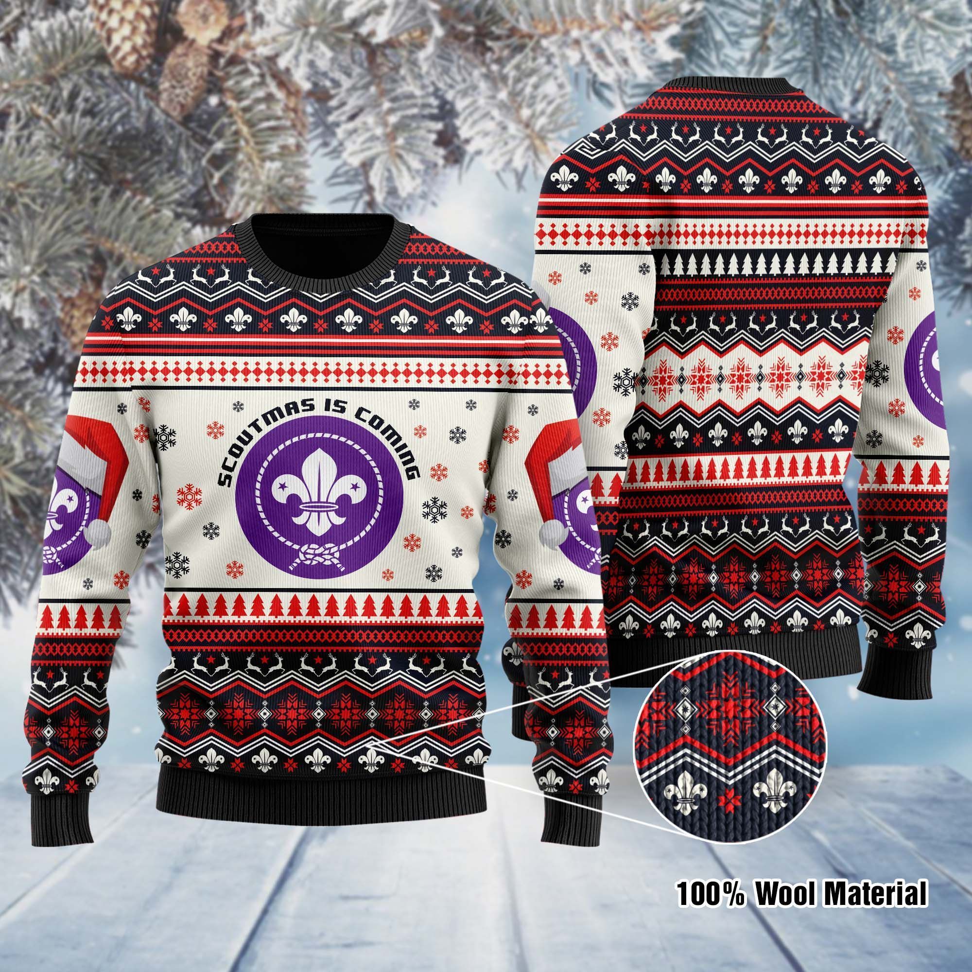 Scoutmas Is Coming Ugly Sweater For Scouts On National Ugly Sweater Day And Christmas Time