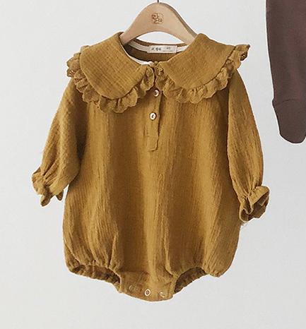 Baby Spring Autumn Clothing Infant Newborn Baby Girls Bodysuit Cotton Clothes Outfit Ruffle Collar Baby Jumpsuit Playsuit alx