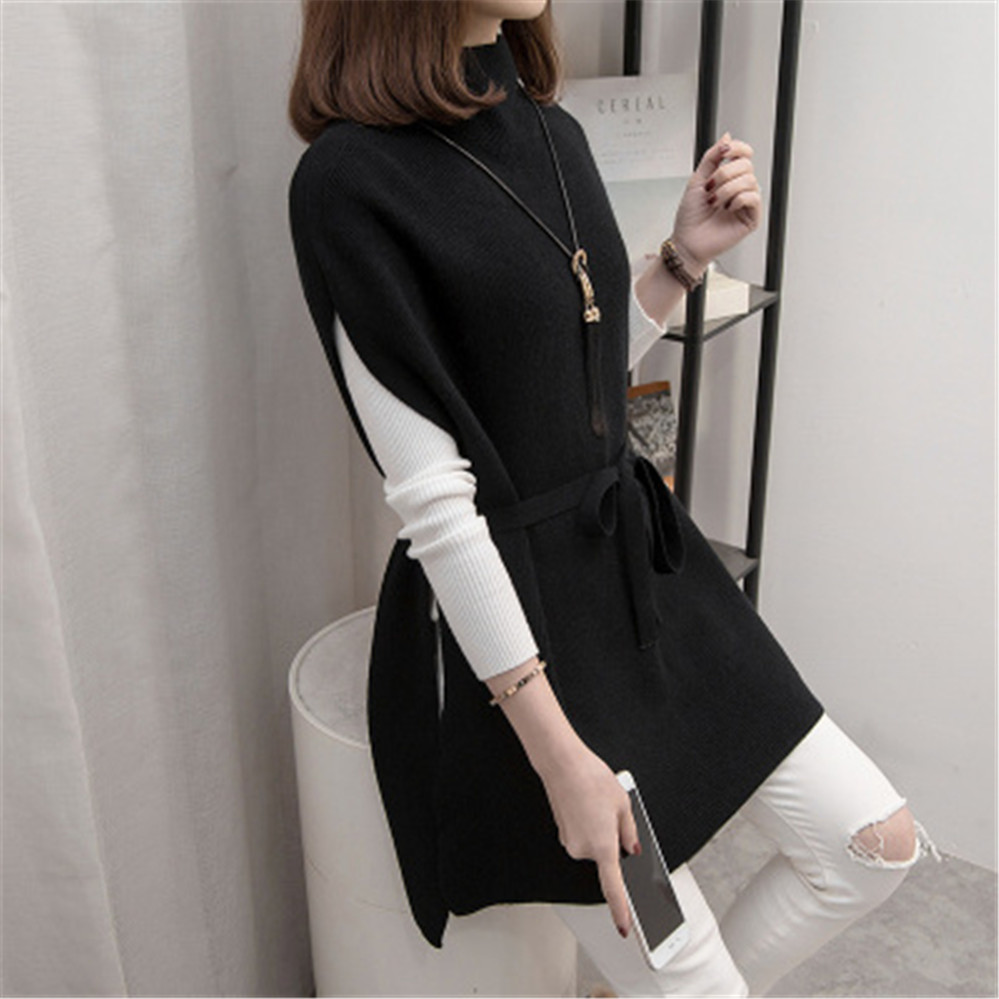 2021 Spring Autumn Winter Sleeveless Knitted Sweater Women Vest Slim Waist Belt Vest for Women Ladies Pullovers Female Outerwear alx