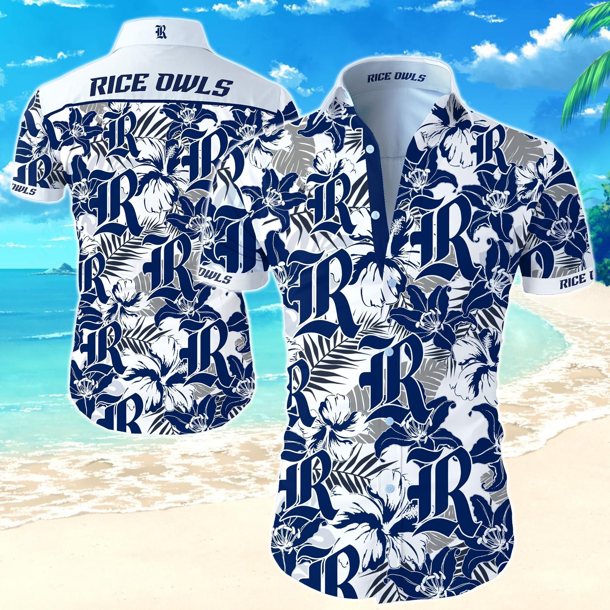 Beach Shirt Rice Owls Hawaii Unisex Print Aloha Short Sleeve Casual Ha35045