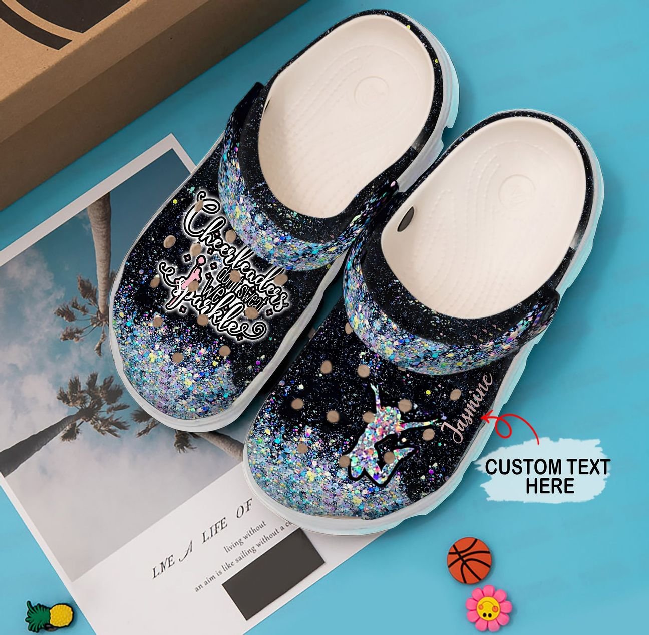 Cheerleader Personalized Clog, Custom Name, Text, Color, Number Fashion Style For Women, Men, Kid, Print 3D We Sparkle