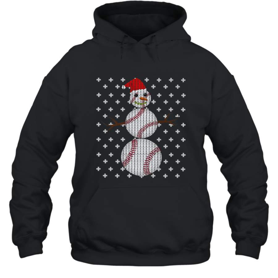 UGLY CHRISTMAS Baseball Snowman Holiday Santa Funny Men Gift Hooded Sweatshirt