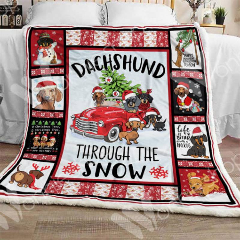 Dachshund Christmas Sherpa Blanket OCT2101 82O36