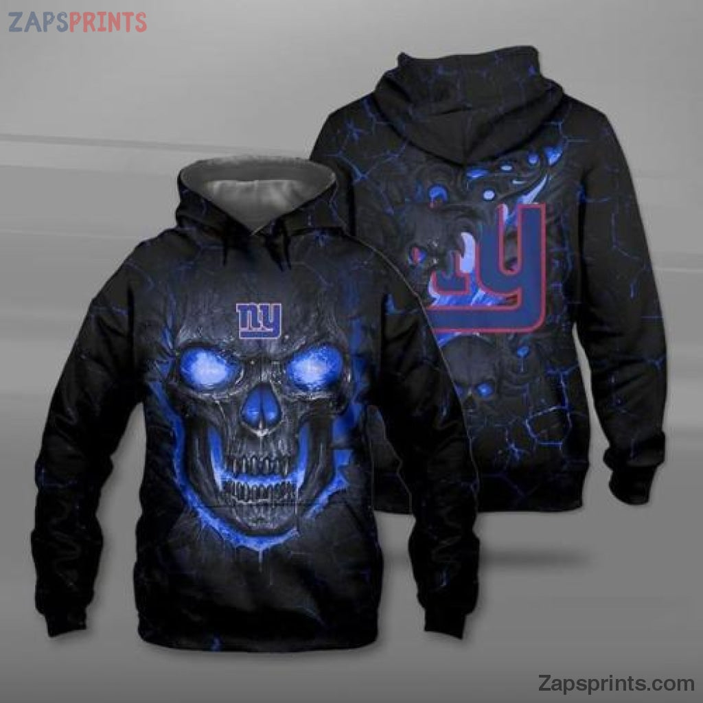 New York Giants Skull Fire 3D Hoodie Gift For Fan Football Lovers