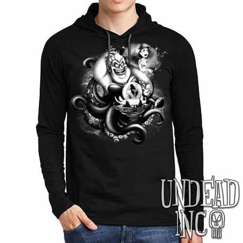 Villains Ursula – Ariel The Little Mermaid Black Grey Mens Long Sleeve Hooded Shirt