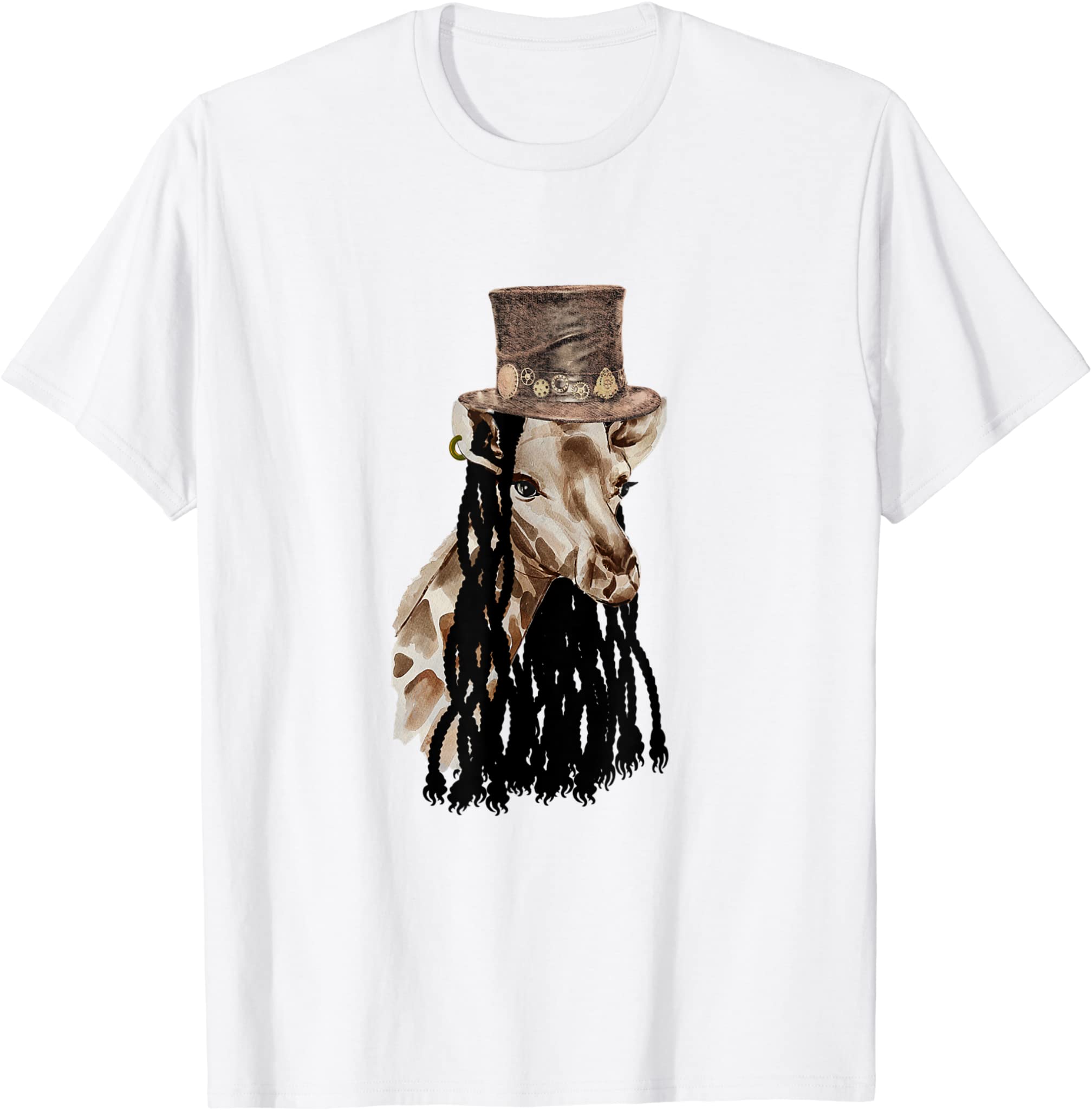 Giraffe With Dreadlocks & Steampunk Top Hat T-Shirt