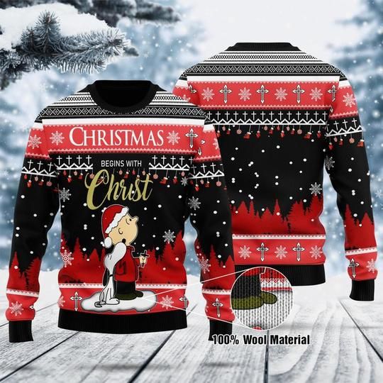 CHRISTMAS BEGINS WITH CHRIST CHRISTMAS UGLY SWEATER HN161231