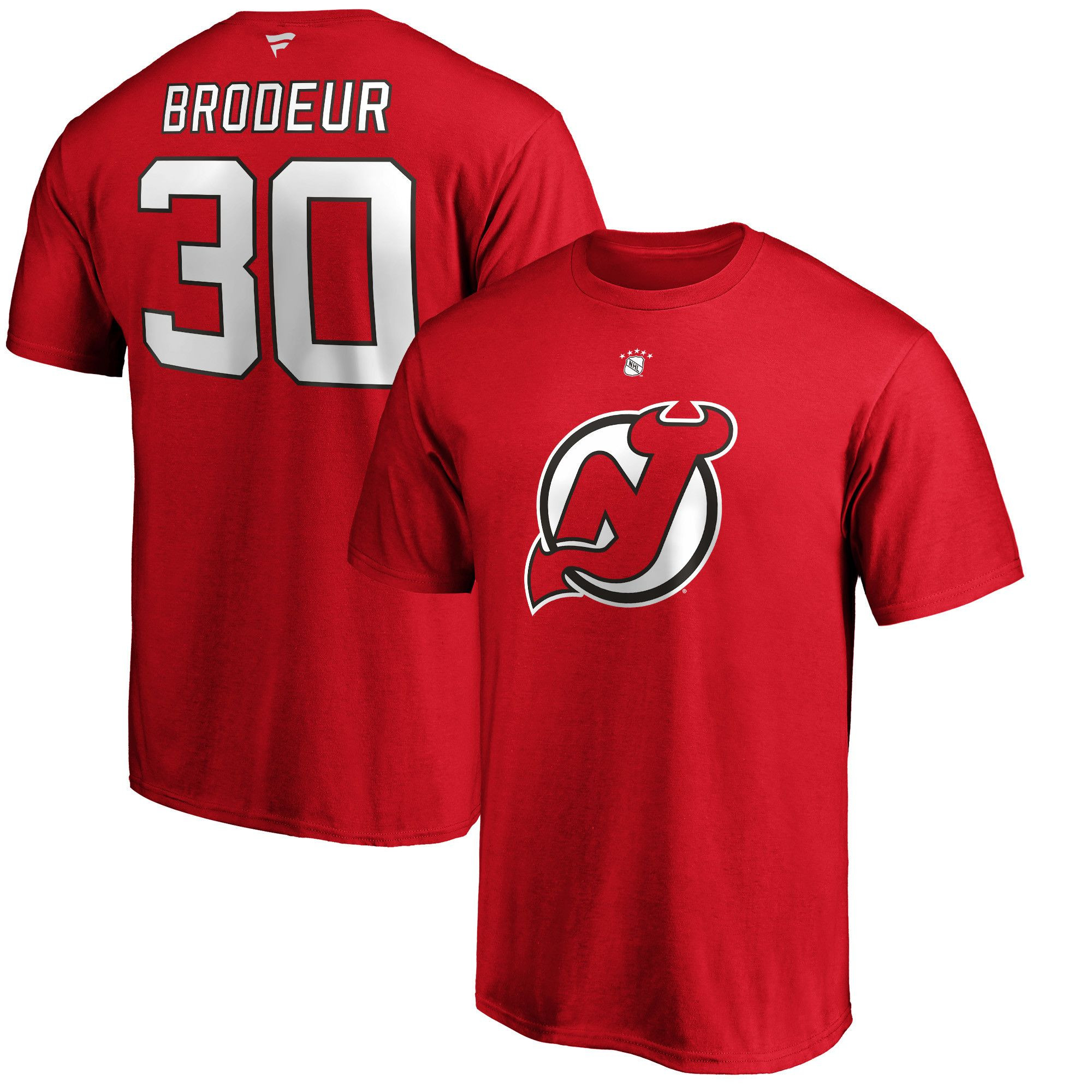 Men’S Fanatics Branded Martin Brodeur Red New Jersey Devils Authentic Stack Retired Player Name & Number T-Shirt