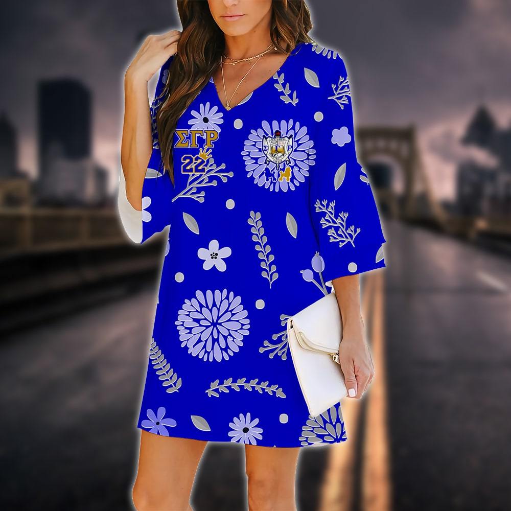 Zeta Phi Beta 3D Printed V-neck Dress 09