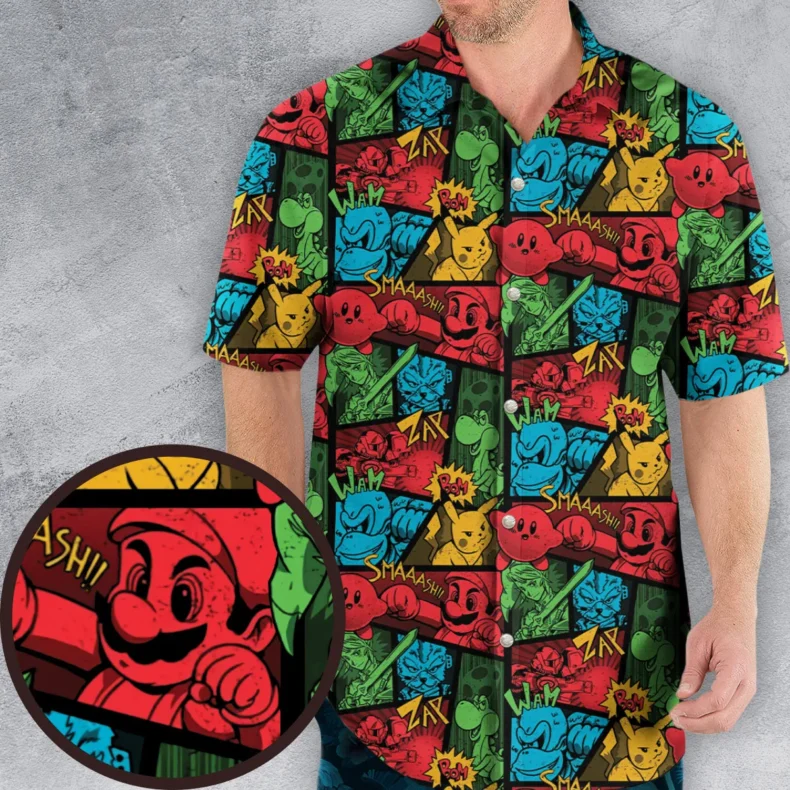 Super Smash Bros Pattern Hawaiian Shirt