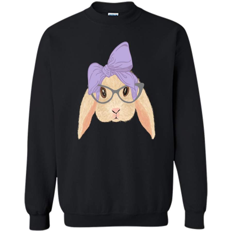 Cute Hipster Easter Bunny Shirt Funny Rabbit for Girls Printed Crewneck Pullover Sweatshirt 8 oz