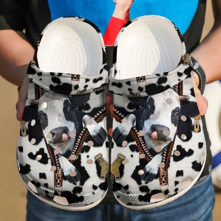 Farmer Cow Zipper Sku 656 Crocs Crocband Clog Comfortable For Mens Womens Classic Clog Water Shoes